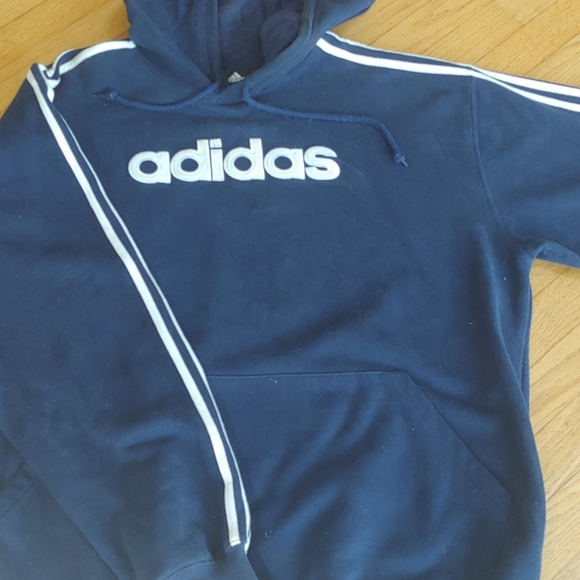 Adidas hooded sweatshirt navy with front pocket - Picture 3 of 3